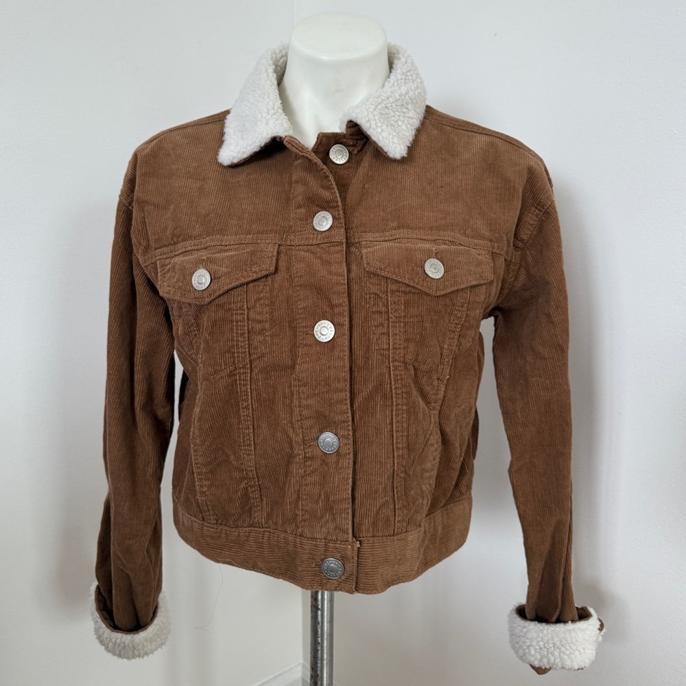 Refuge Brown and White Jean / corduroy Jackets Classic Style